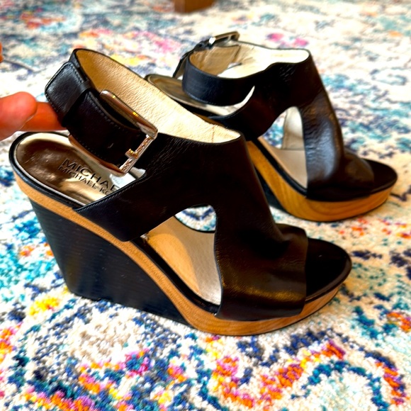 Michael Kors Shoes - MICHAEL Michael Kors Josephine Leather Platform Wedge Sandal